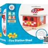 Bigjigs Fire Station Shed with helipad and fire rescue helicopter