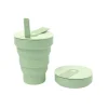 Collapsible Silicone Cup + Straw Sage Green 16oz