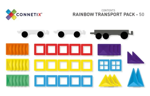 Connetix Tiles Magnetic Rainbow Transport Pack 50 pc