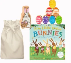 Five Little Easter Bunnies Story Sack with Lanka Kade Wooden Easter Eggs
