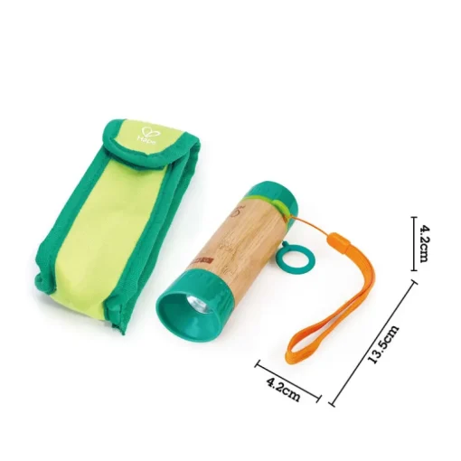 Hape Bamboo Hand-Powered Flashlight and Case E5579