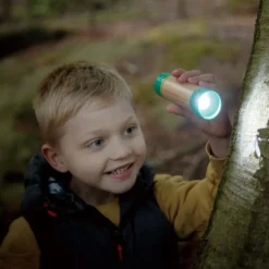Hape Bamboo Hand-Powered Flashlight and Case E5579