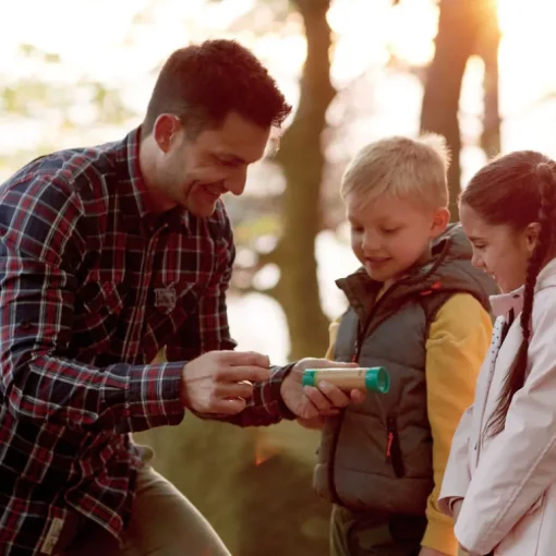 Hape Bamboo Hand-Powered Flashlight and Case E5579