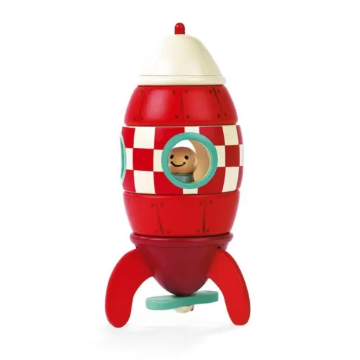 Janod Small Red Magnetic Rocket with astronaut