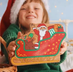 Lanka Kade Wooden Father Christmas in a Sleigh