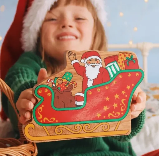 Lanka Kade Wooden Father Christmas in a Sleigh