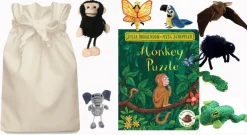 Monkey Puzzle Story Sack with Finger Puppets
