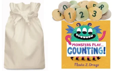 Monsters Play Counting Story Sack with Number Pebbles