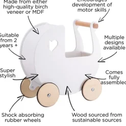Moover Doll’s Pram - Red Or Natural (Direct Shipping)