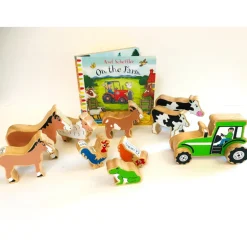 On the Farm Story Sack with Lanka Kade Wooden Animals and Tractor