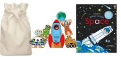 Peep inside Space Story Sack with Wooden Space Set