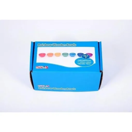 Tickit Rainbow Wooden Bowls - Pk7