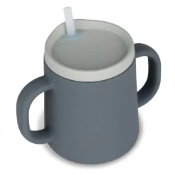 Tum Tum Grey Silicone 3 Way Trainer Cup with Straw