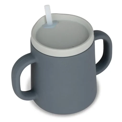 Tum Tum Grey Silicone 3 Way Trainer Cup with Straw