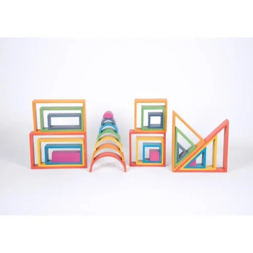 Wooden Rainbow Shapes Architect Building Block Set