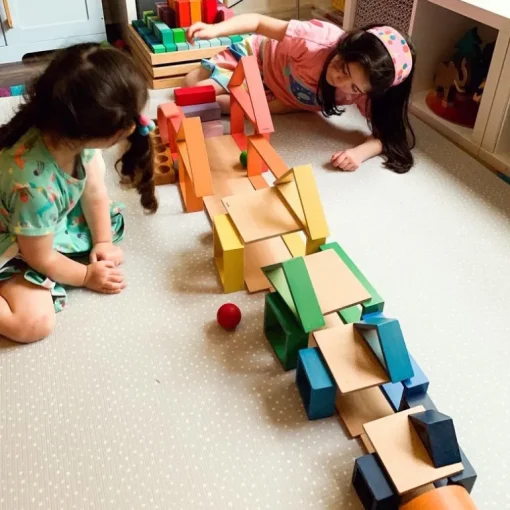 Wooden Rainbow Shapes Architect Building Block Set