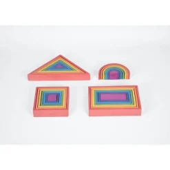 Wooden Rainbow Shapes Architect Building Block Set