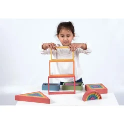 Wooden Rainbow Shapes Architect Building Block Set