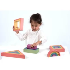 Wooden Rainbow Shapes Architect Building Block Set