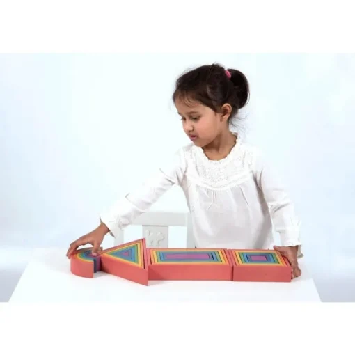 Wooden Rainbow Shapes Architect Building Block Set